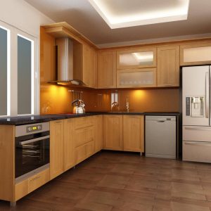 tủ bếp gỗ sồi mỹ
