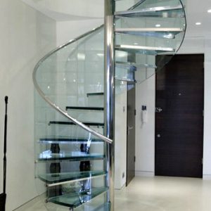 cầu thang xương cá kính cong